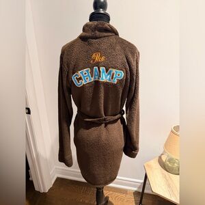 Vintage Y2K 3SIXT Towel Robe Terry Cloth Kids Size Large 8-12 Brown “The Champ”